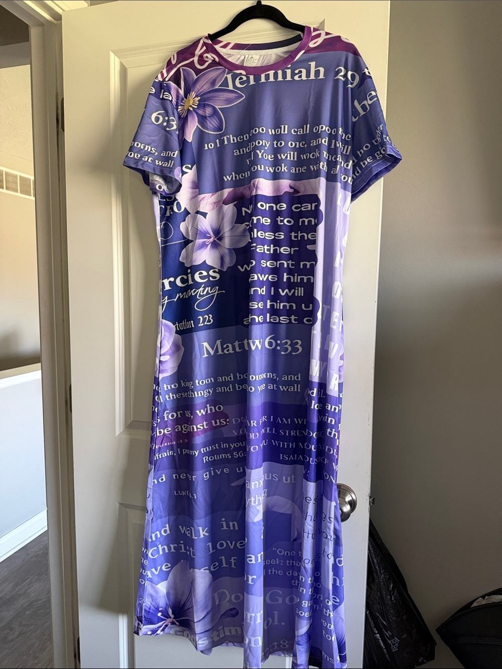 SHEIN Lavender Floral Scripture Maxi Dress